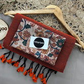 Orange Handloom Khadi Cotton Saree With Flower Print Blouse
